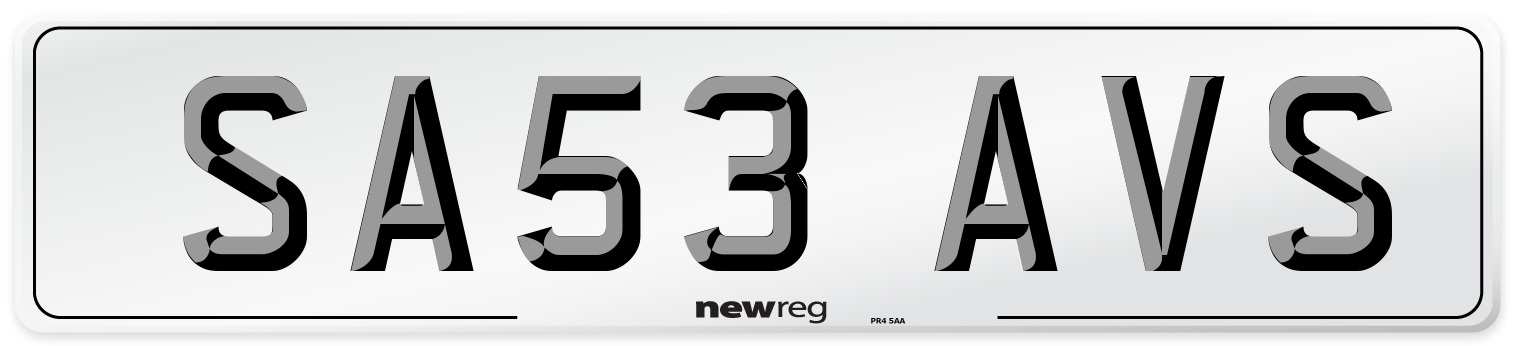 SA53 AVS Number Plate from New Reg